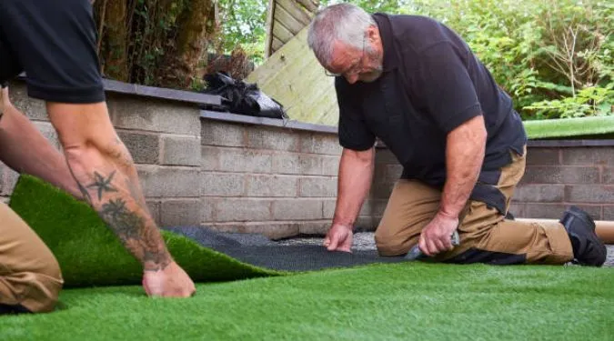 Professional artificial grass installation in Brisbane backyard